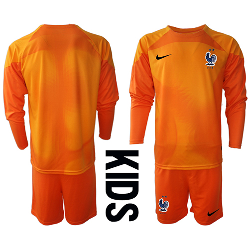 Frankrike Keeper Hjemmedraktsett Barn VM 2022 Langermet (+ Korte bukser) Frankrike Keeper Hjemmedraktsett Barn VM 2022 Langermet (+ Korte bukser)